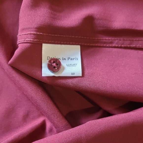 Women's Siliteelon Brand Slim Fit Burgandy L/S Button Down Dress Shirt Med NEW! - Picture 9 of 12